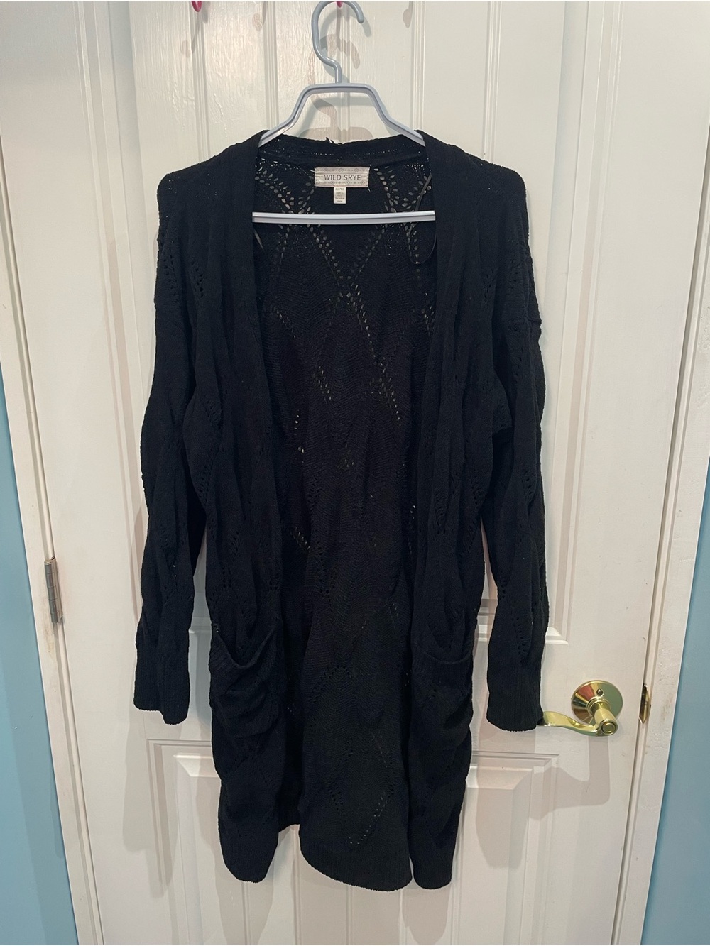 wild fable Black Open Cardigan with Front Pockets